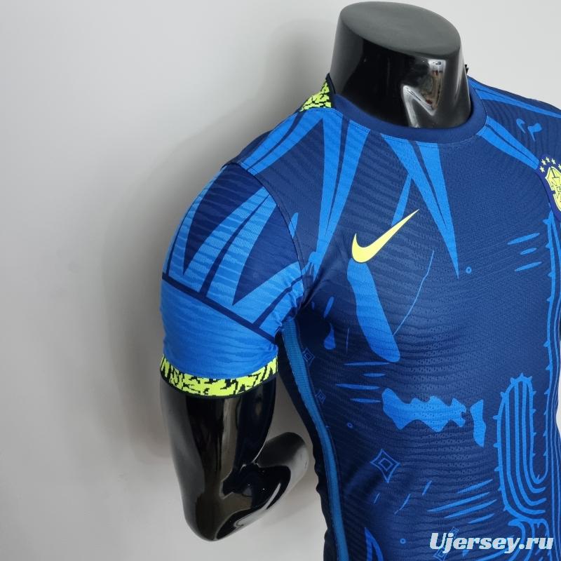 2022 Brazil Player Version Classic Blue Soccer Jersey