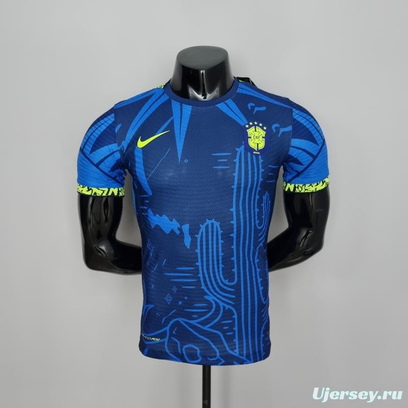 2022 Brazil Player Version Classic Blue Soccer Jersey