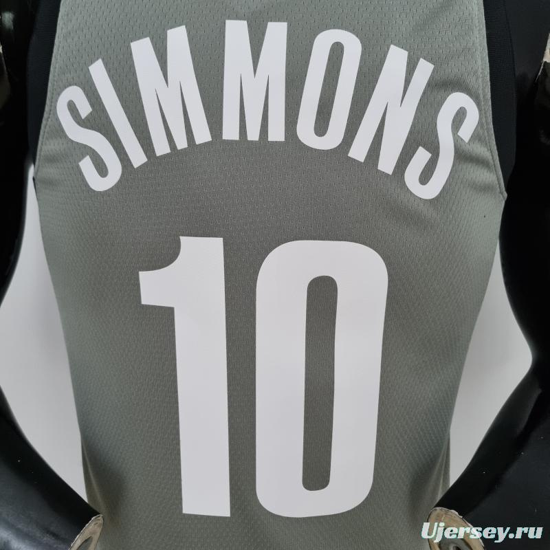 75th Anniversary Simmons #10 Brooklyn Nets City Edition Gray NBA Jersey