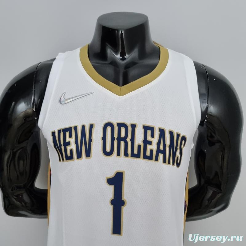 75th Anniversary New Orleans Pelicans Williamson#1 White NBA Jersey