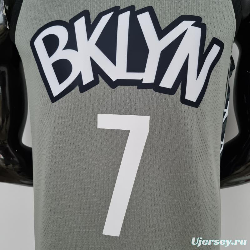 75th Anniversary Durant #7 Brooklyn Nets City Edition Gray NBA Jersey