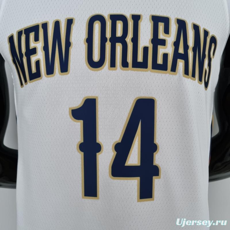 75th Anniversary New Orleans Pelicans Ingram #14 White NBA Jersey