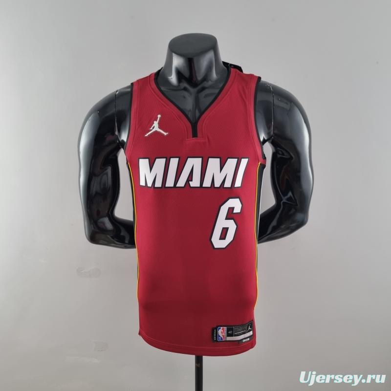 75th Anniversary Miami Heat Jordan JAMES #6 Burgundy NBA Jersey