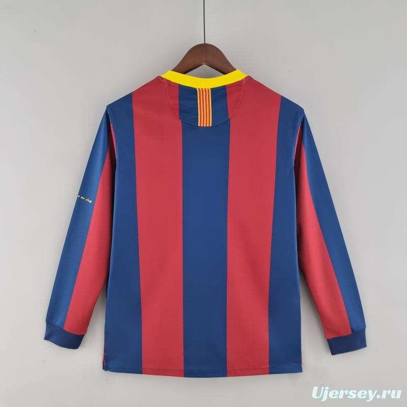 Retro 10/11 Barcelona Long Sleeve Home Soccer Jersey