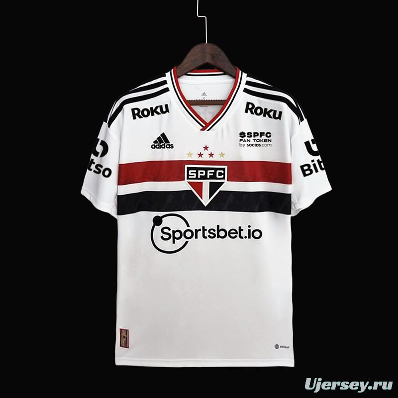 22/23 All Sponsor São Paulo Home  Soccer Jersey