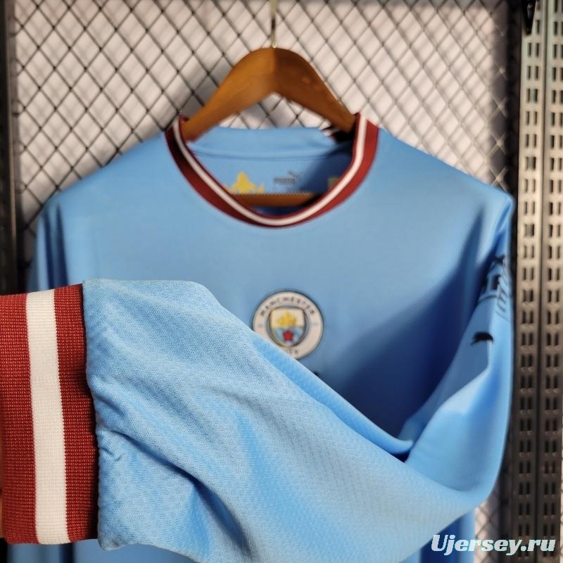 22/23 Manchester City Home Long Sleeve Soccer Jersey