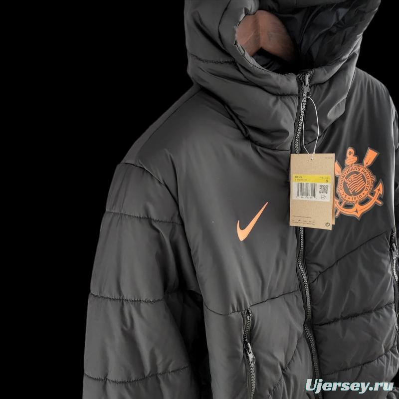 2022 Corinthians Down coat Jacket Black Orange Label