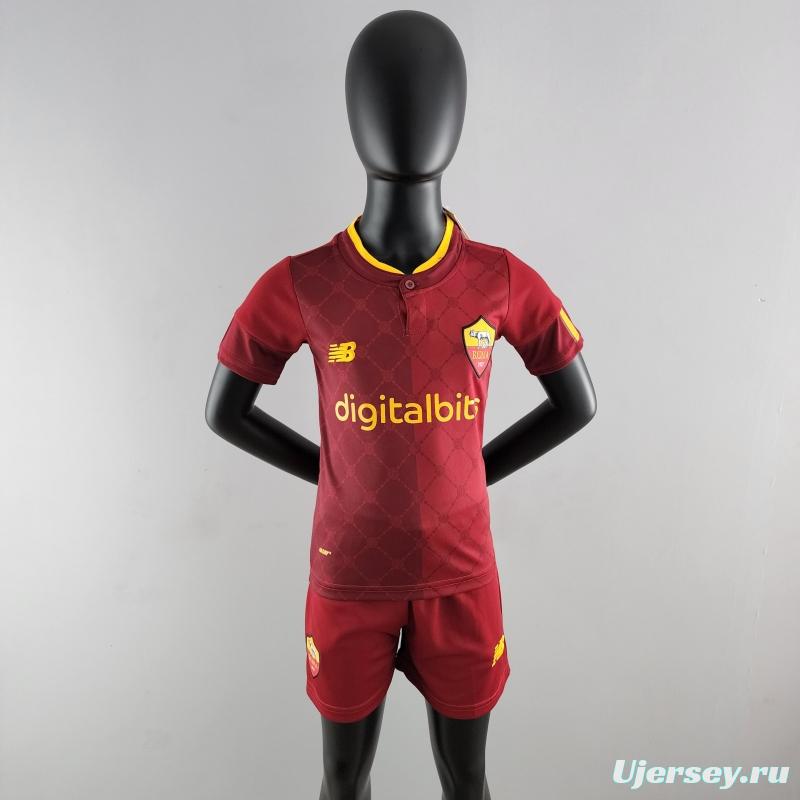 22/23 Roma Kids Kit Home Size 16-28 Soccer Jersey