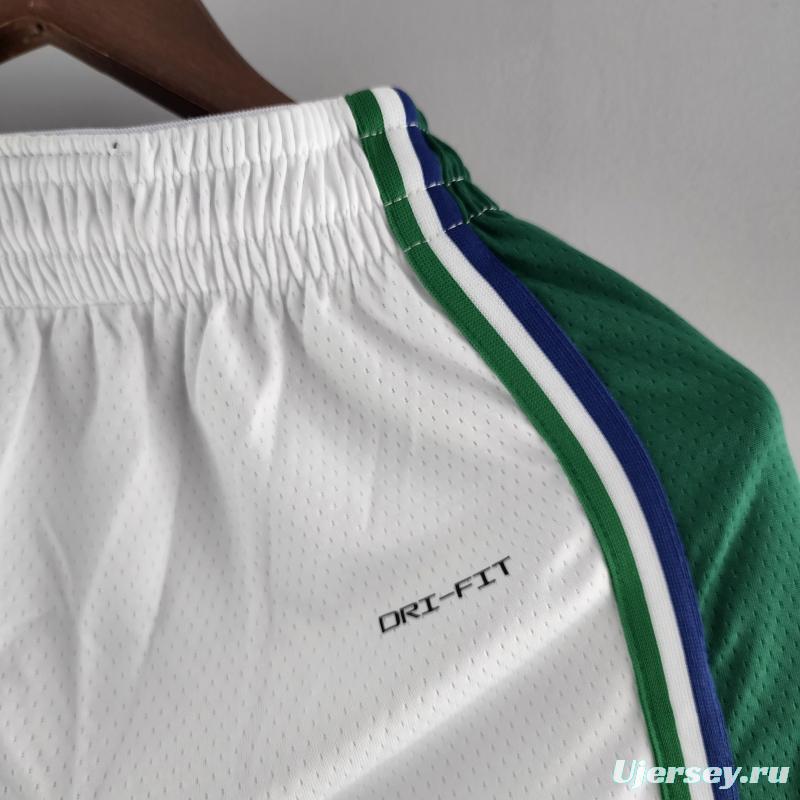 2022 Dallas Mavericks Urban Edition NBA Shorts White Green Trim