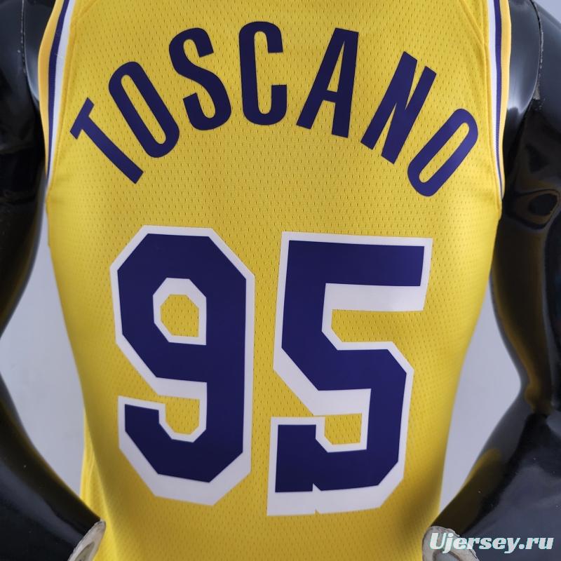 75th Anniversary TOSCANO #95 Los Angeles Lakers Yellow NBA Jersey