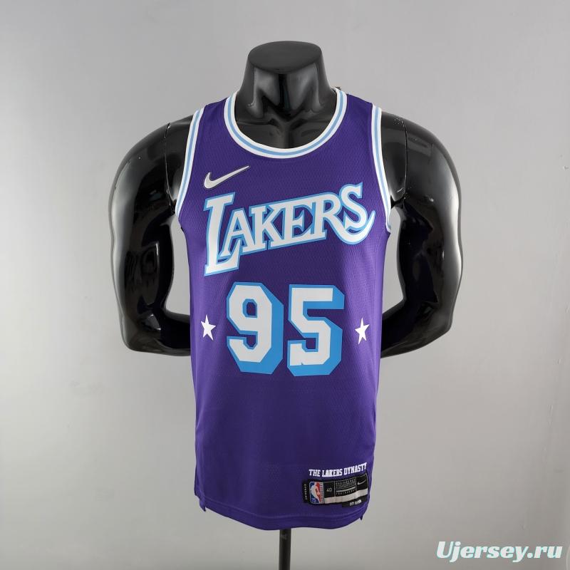 2022 75th Anniversary TOSCANO #95 Los Angeles Lakers City Edition Purple NBA Jersey