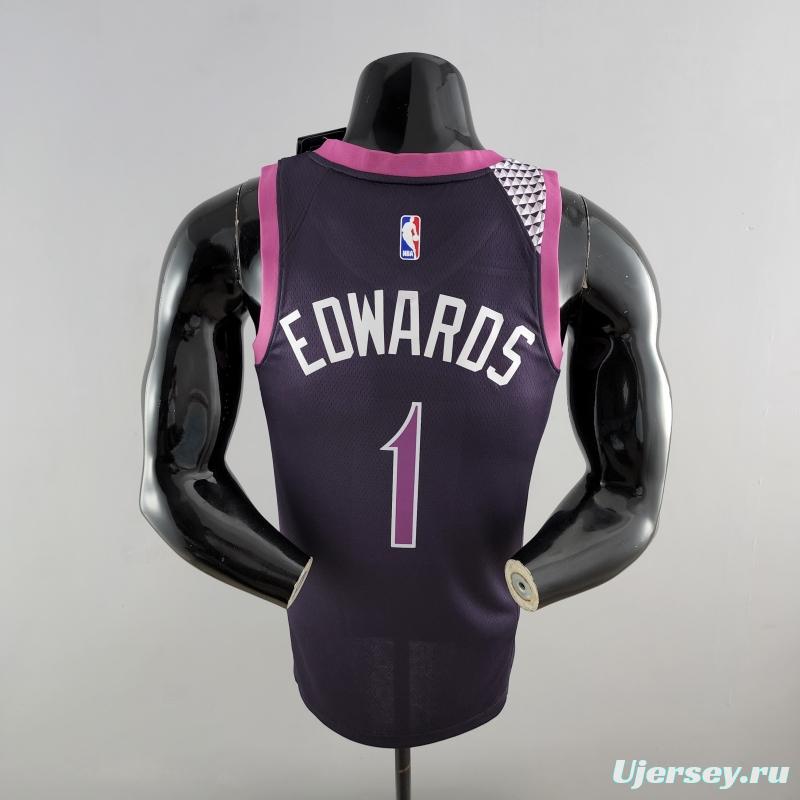 Minnesota Timberwolves EOWAROS#1 Black And Purple NBA Jersey