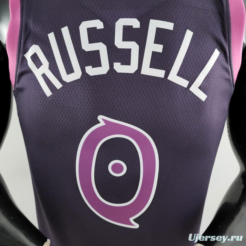 Minnesota Timberwolves RUSSELL#0 Black And Purple NBA Jersey