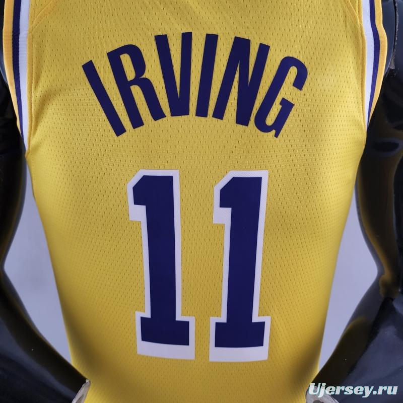 75th Anniversary IRVING #11 Los Angeles Lakers Yellow NBA Jersey