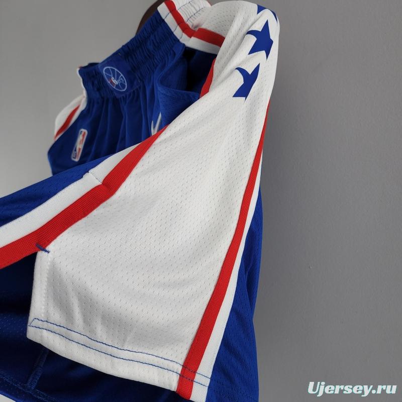 75th Anniversary Philadelphia 76ers NBA Shorts Blue White