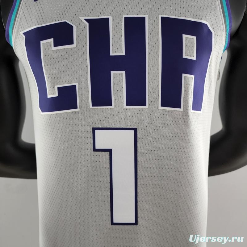 2019 Ball #1 Charlotte Hornets Grey NBA Jersey