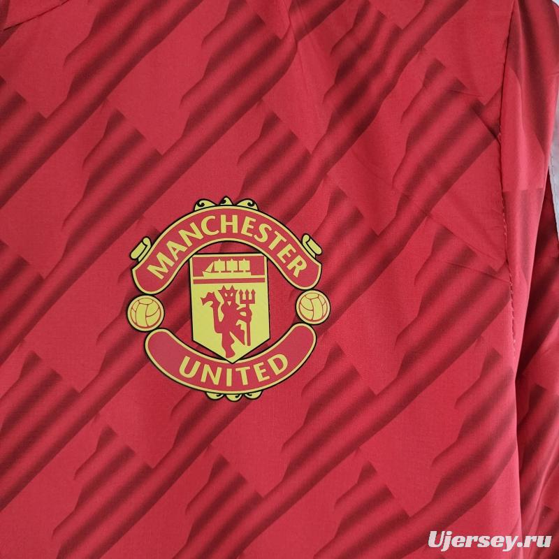 2022 Manchester United Windbreaker Red White Edge