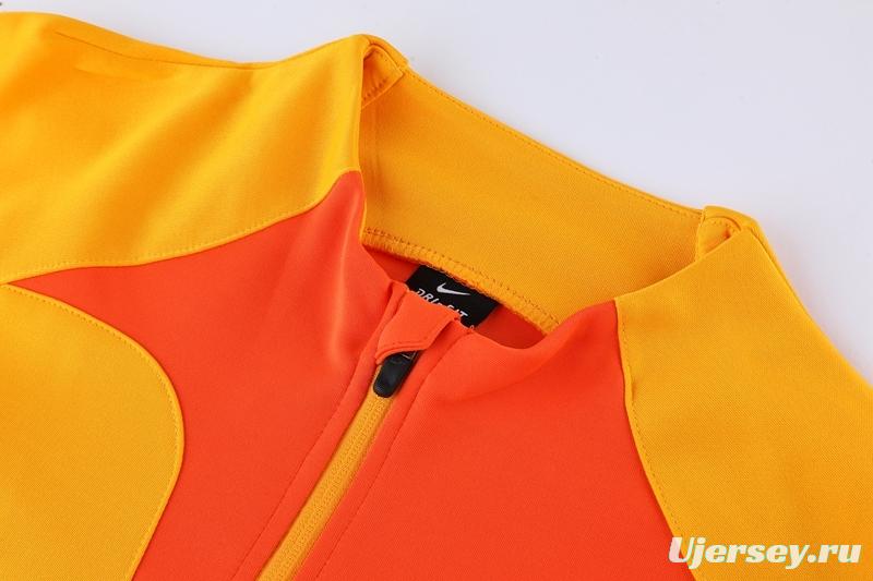 2022 Netherlands Yellow Full Zipper Tracksuit