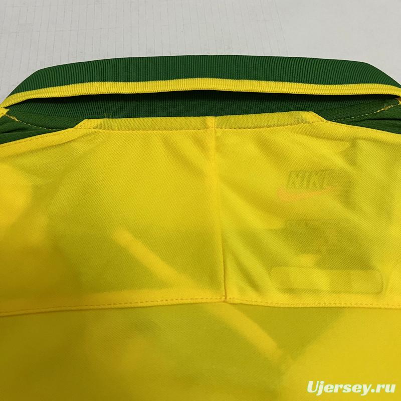 Retro 1997 Brazil Home Soccer Jersey