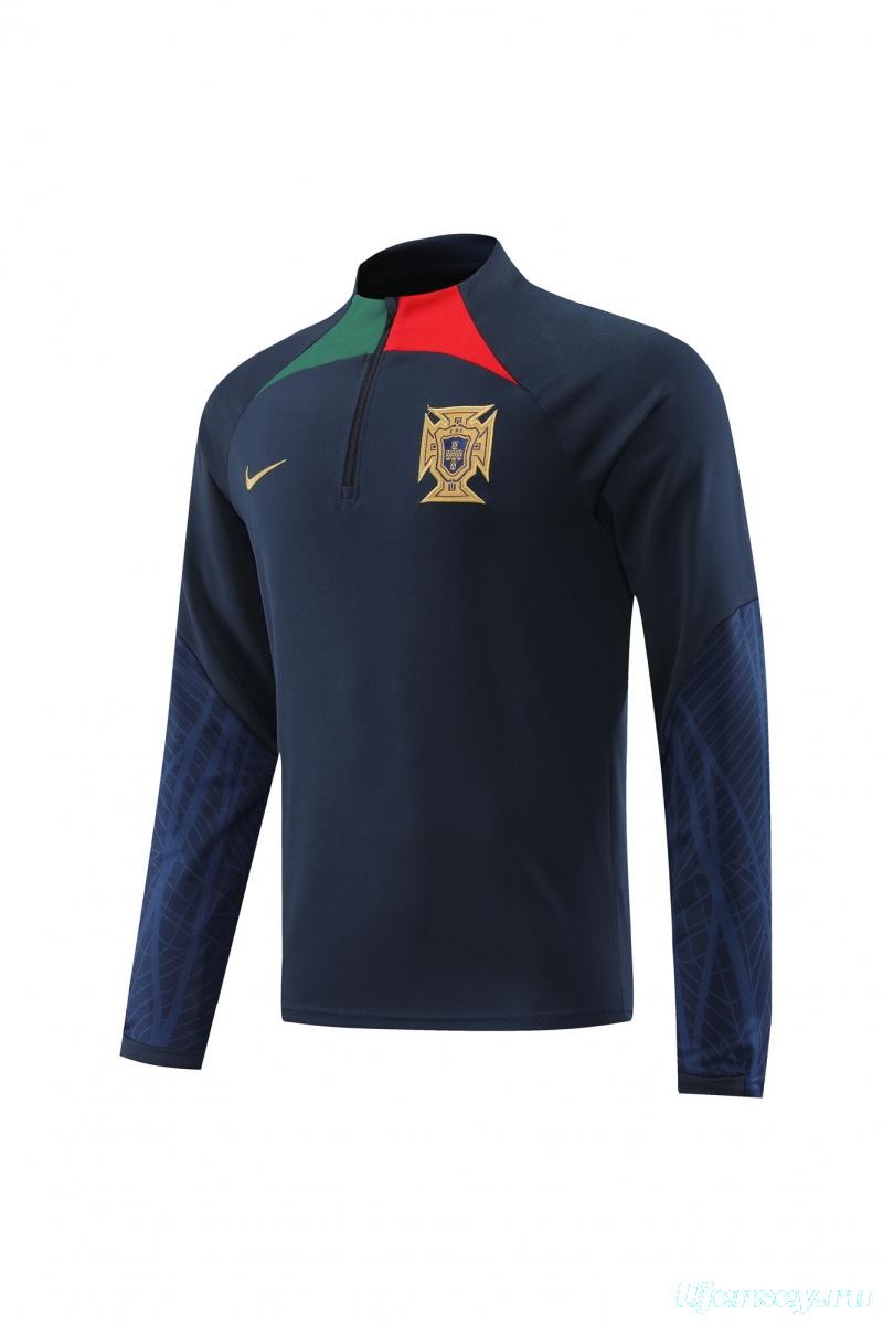 2022 Portugal Navy Half Zipper Tracksuit