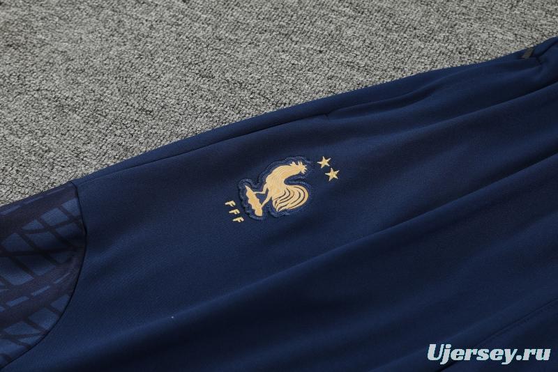 2022 France Navy Half Zipper Tracksuit Half Zipper Tracksuit