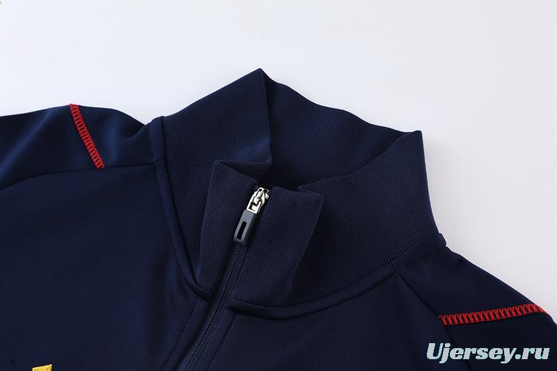 2022 Spain Navy Full Zipper Tracksuit