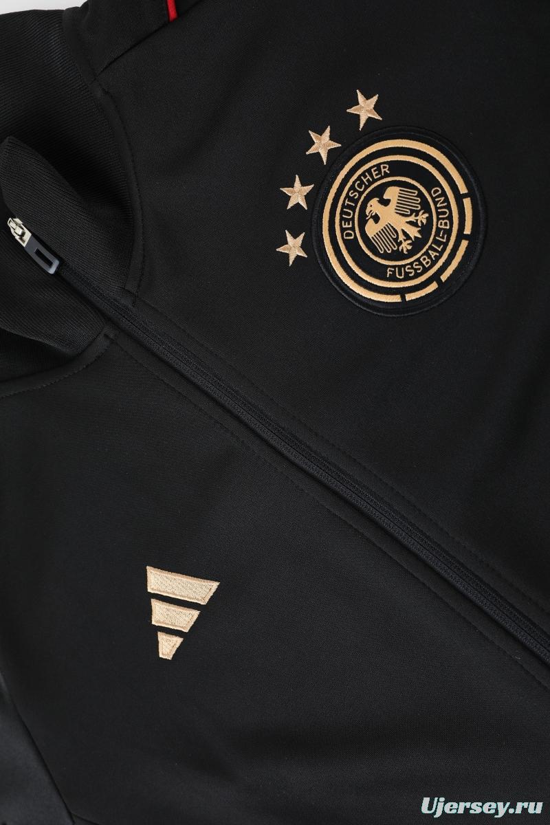 2022 Germany Black Full Zipper Tracksuit