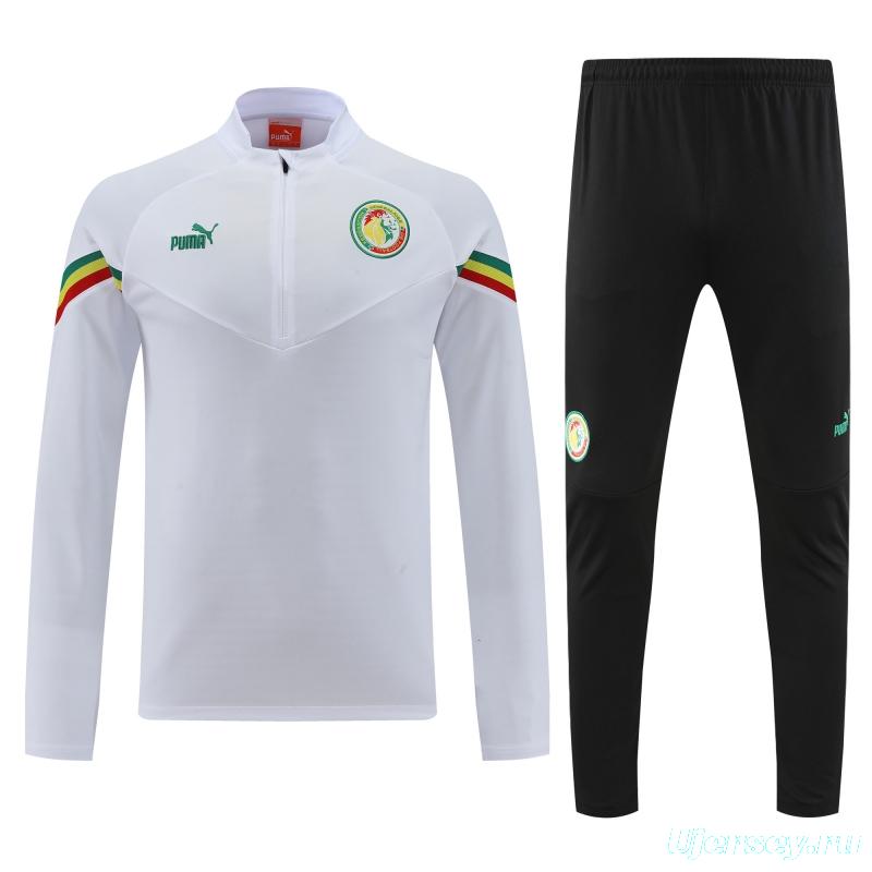 2022 Senegal White Half Zipper Tracksuit