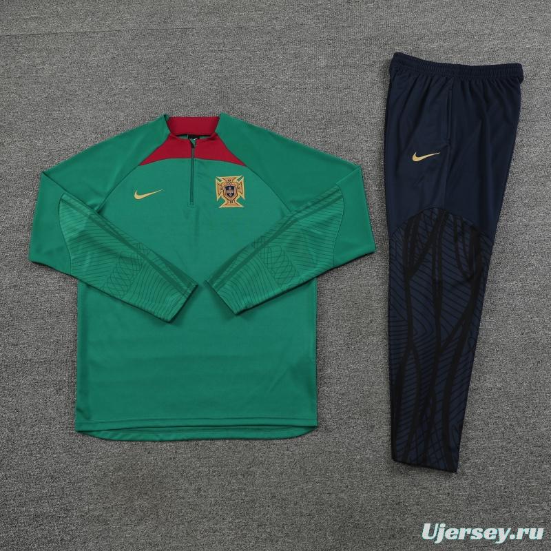 2022 Portugal Half Zipper Green Tracksuit