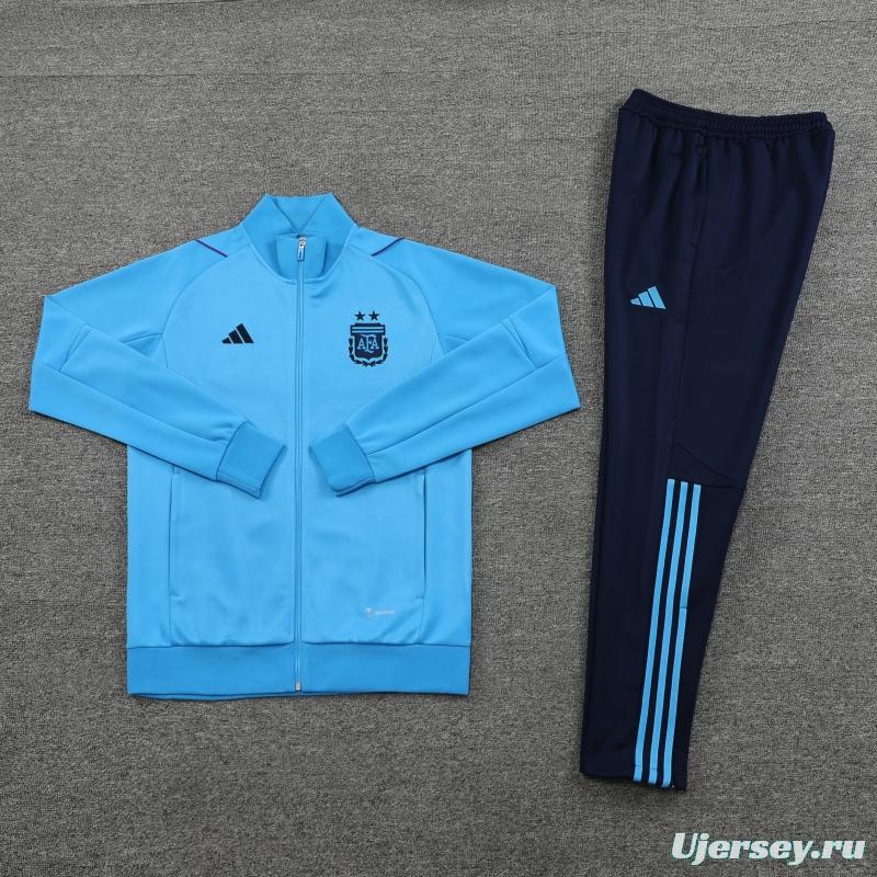 2022 Argentina Blue Full Zipper Tracksuit