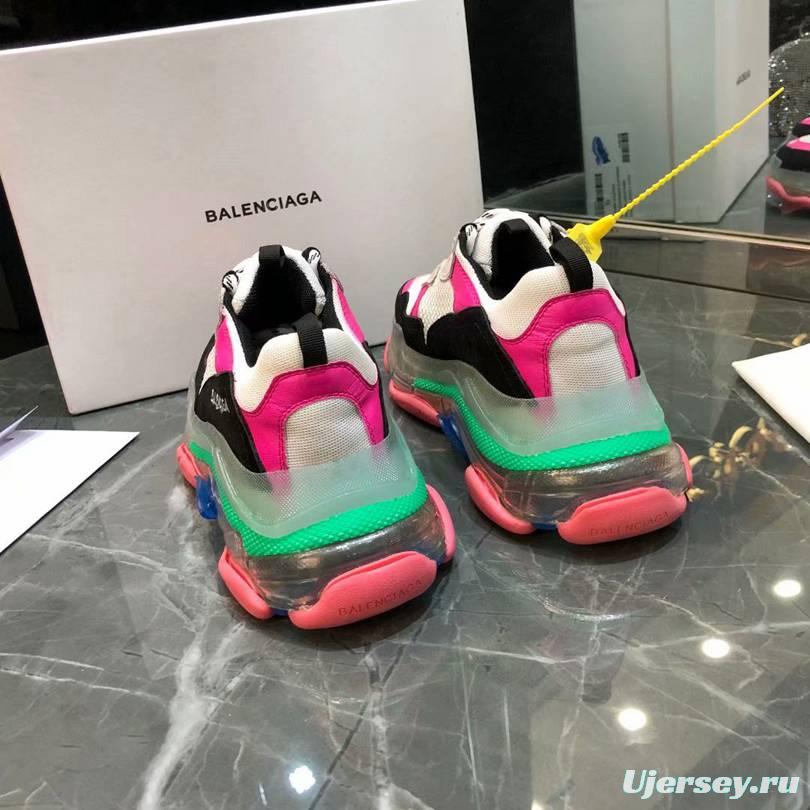 Men/Women Balenciaga Triple S MutiColor Clear Sole Black/Pink Sneaker Item 6380380