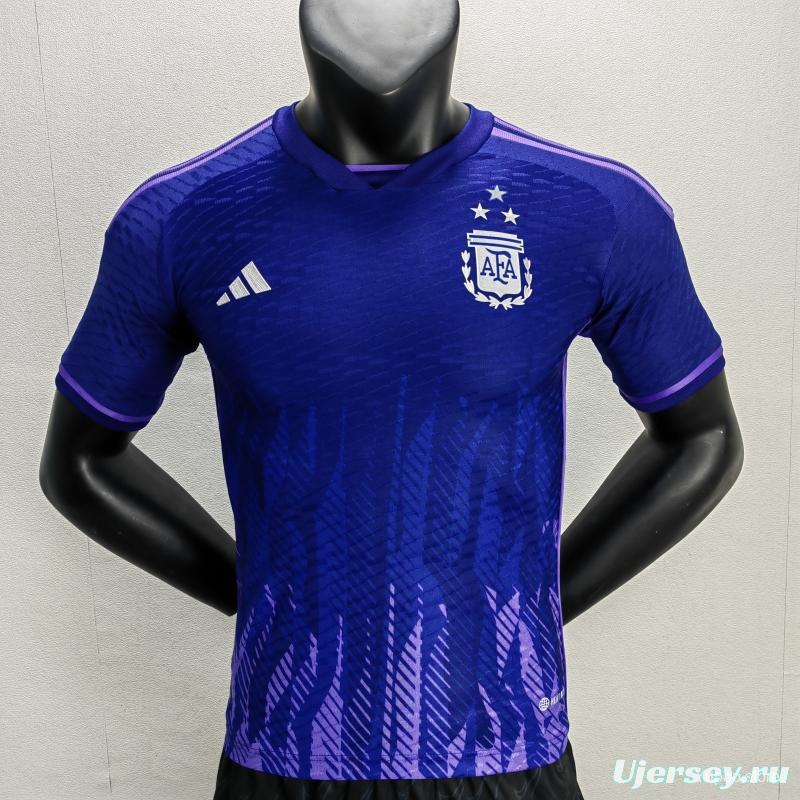 Player Version 3 Stars  Argentina Away Jersey