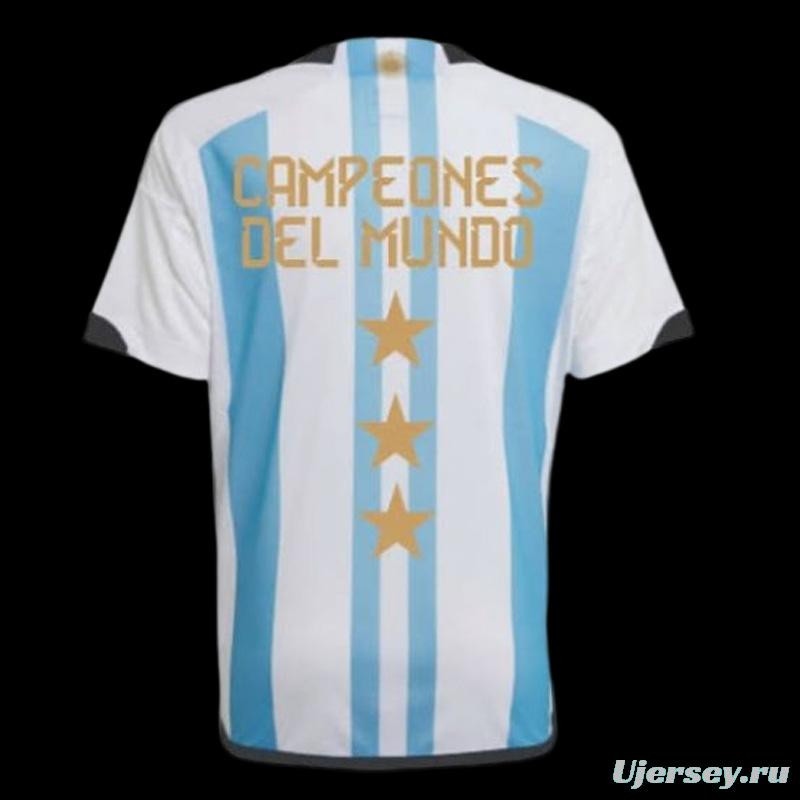 3 Stars 2022 Argentina Home Jersey CAMPEONES DEL MUNDO Printing