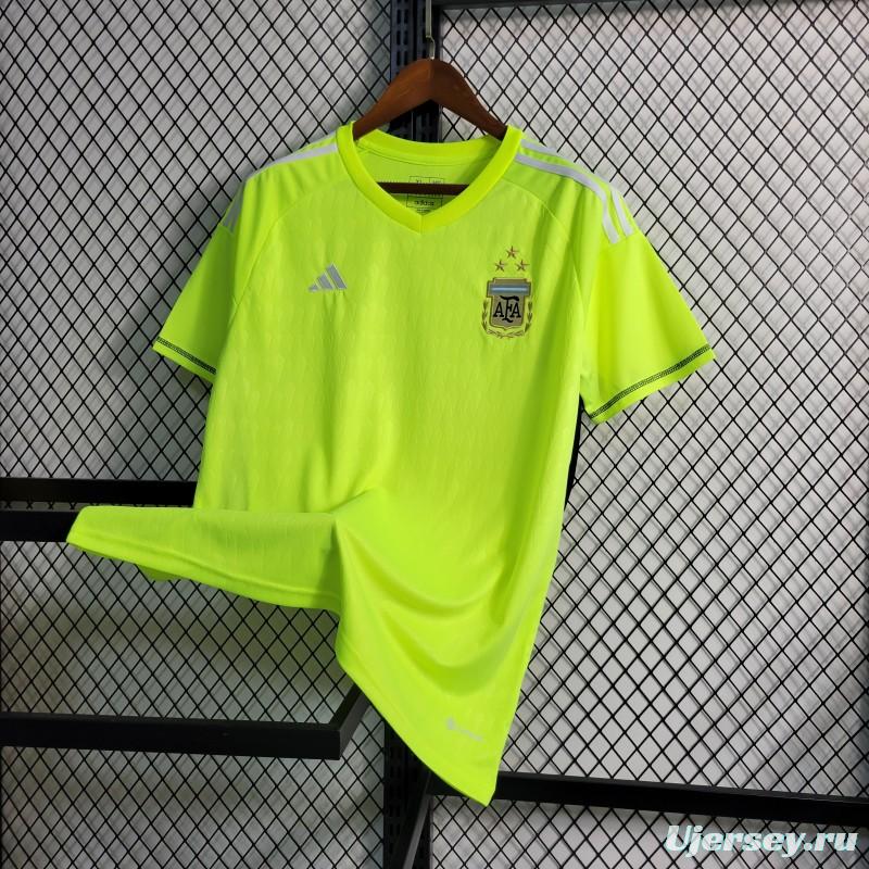 3 Star 2023 Argentina Grass Green Goalkeeper Jersey