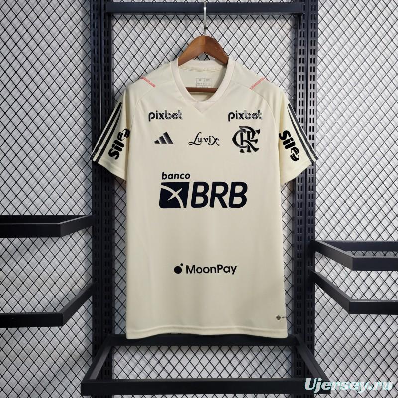 23/24 Flamengo Beige Training Jersey +Full Sponsors