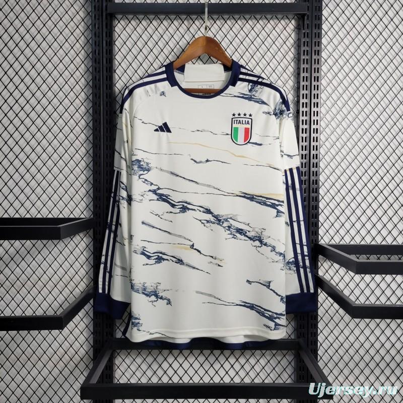 2023 Italy Long Sleeve Away White Jersey