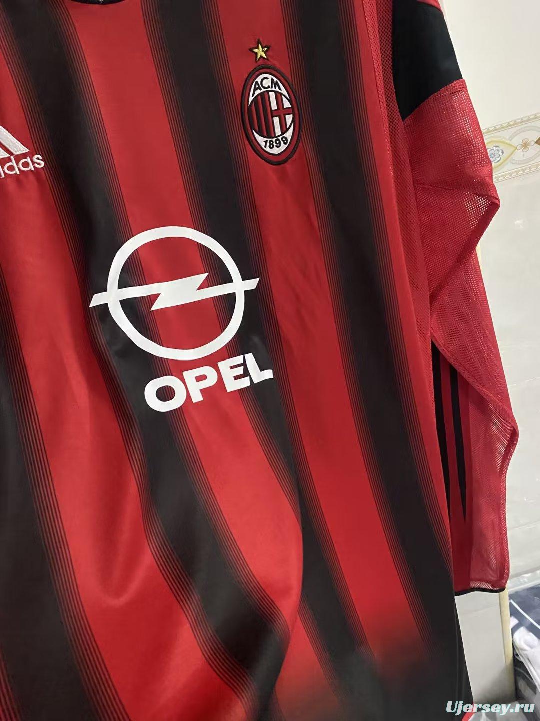 Retro 04 05 AC Milan Home Long Sleeve Jersey