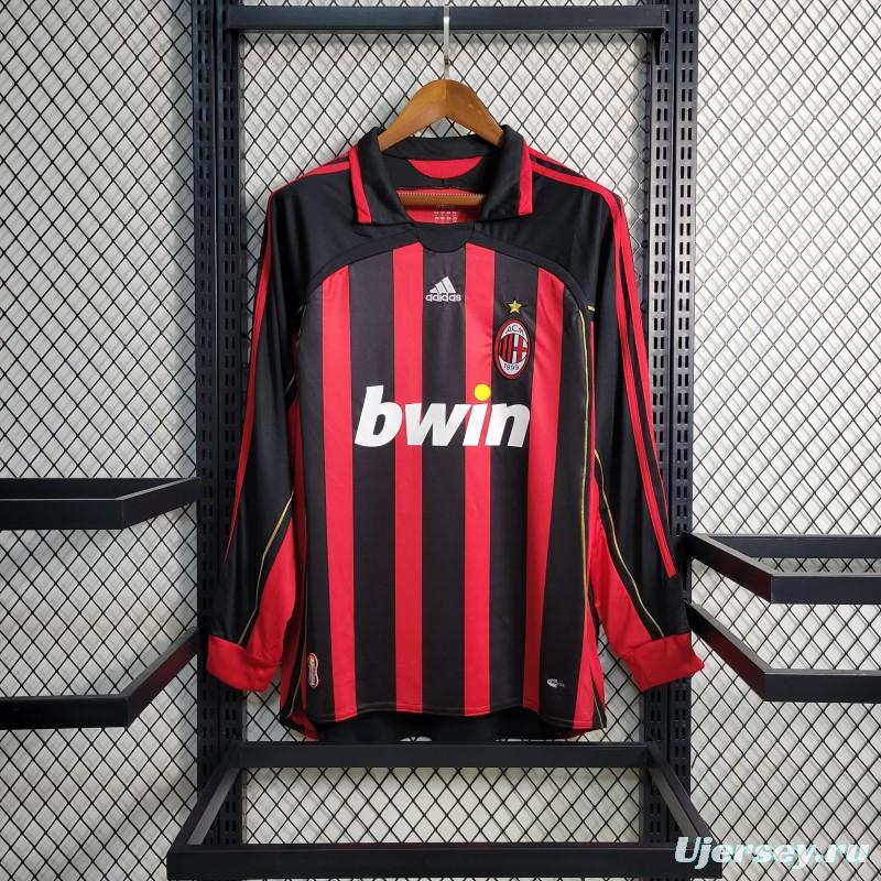 Retro Long Sleeve 2006-07 AC Milan Home Jersey