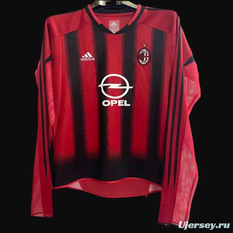 Retro 04 05 AC Milan Home Long Sleeve Jersey