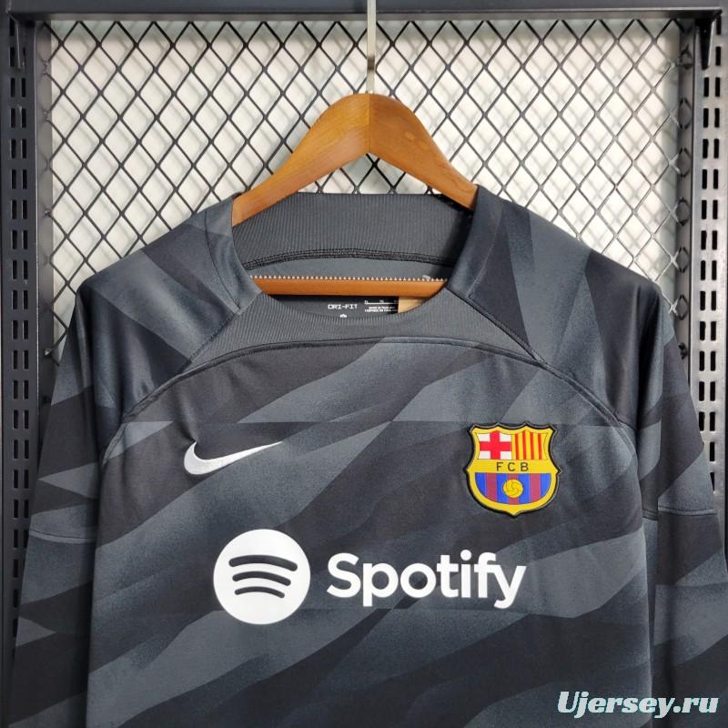 23-24 Long Sleeve Barcelona Black Goalkeeper Jersey