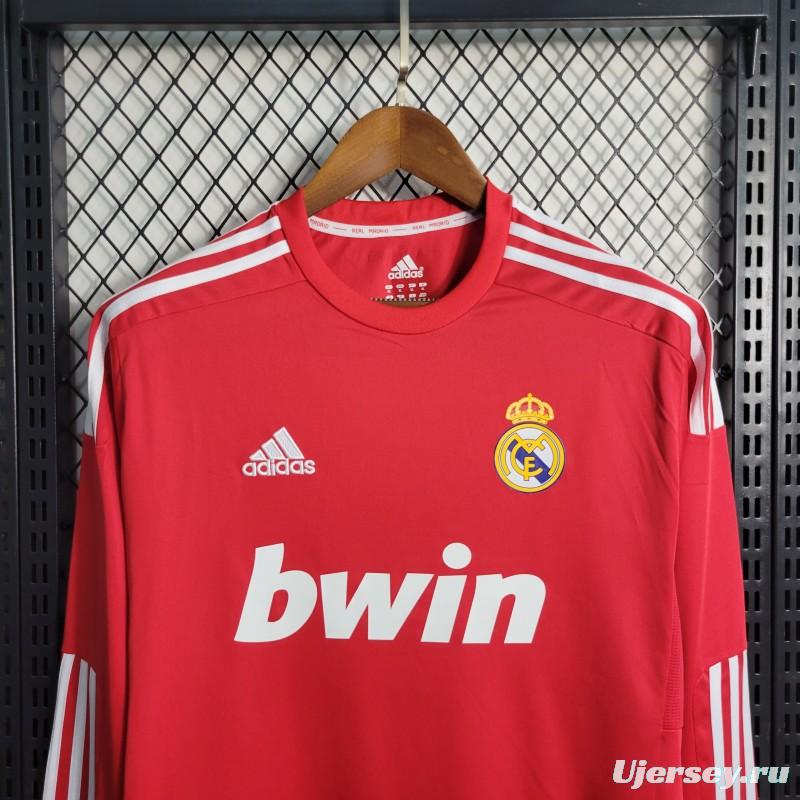 Retro Long Sleeve 11-12 Real Madrid Away Red Jersey