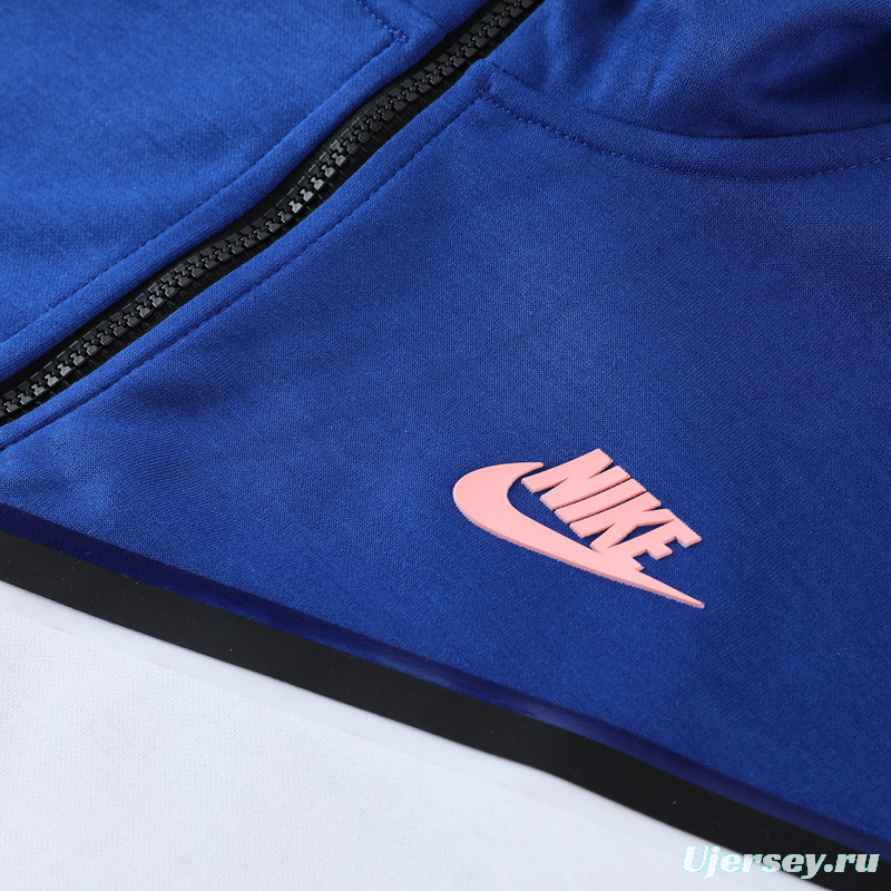 2023 Nike White Blue Full Zipper Hoodie Jacket +Pants