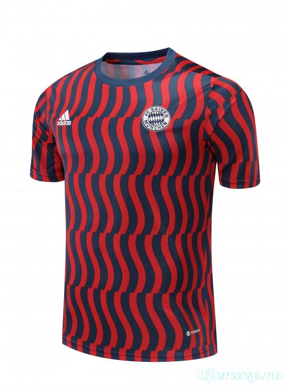 23-24 Bayern Munich Red/Blue Stripe Short Sleeve+Shorts