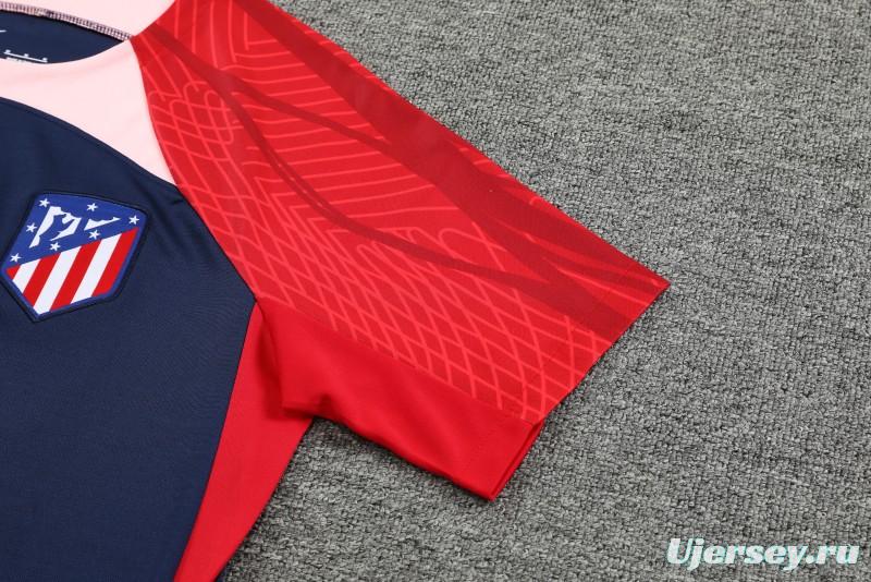 23-24 Atletico Madrid Navy Red Short Sleeve+Shorts