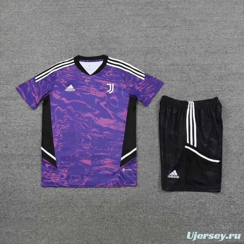 23-24 Juventus Purple Short Sleeve+Shorts