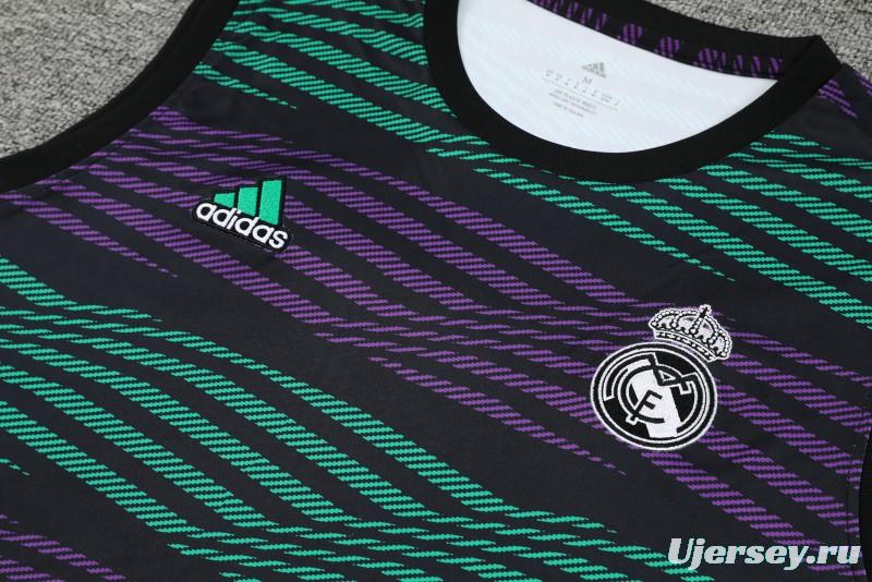 23-24 Real Madrid Stripe Pattern Vest Jersey+Shorts