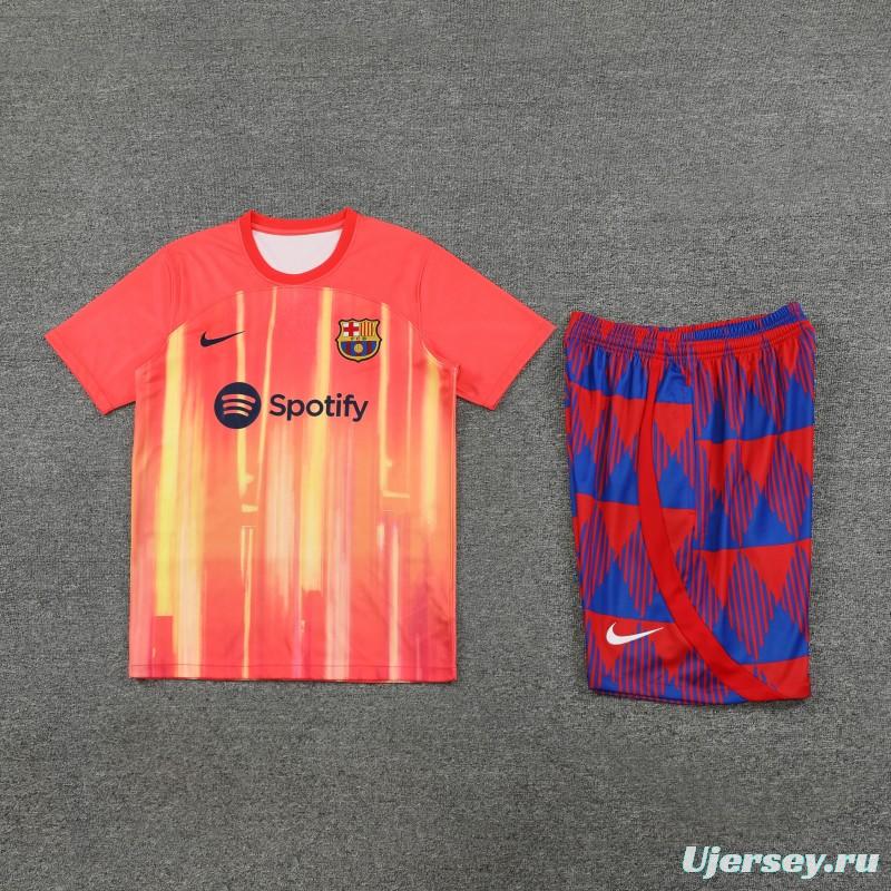 23-24  Barcelona Orange Short Sleeve Jersey+Shorts