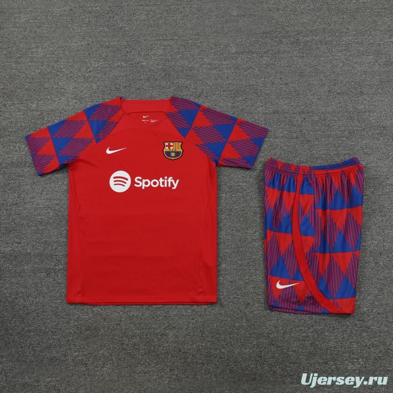 23-24  Barcelona Red Short Sleeve Jersey+Shorts