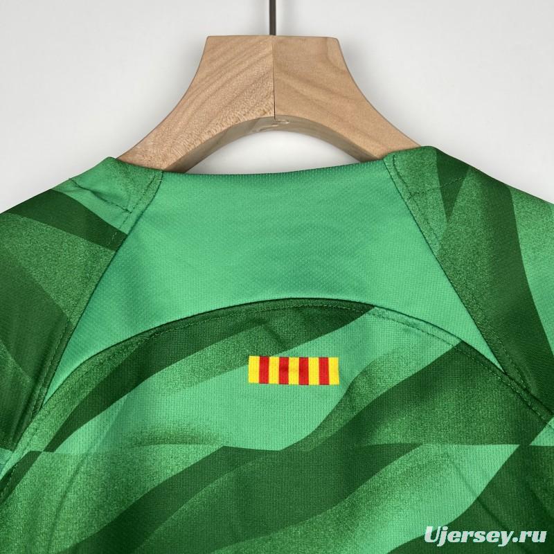 23/24 Kids Barcelona Goalkeeper Green Jersey Size 16-28