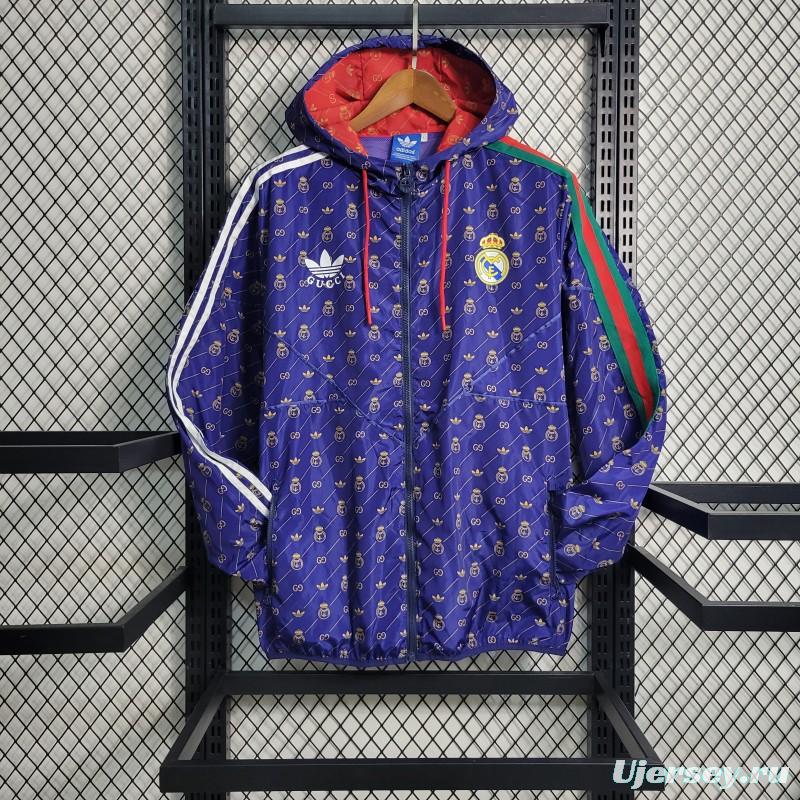 23-24 Real MadridxGUCCI Navy Windbreaker